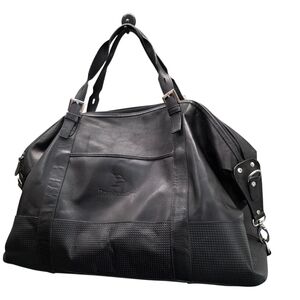 Bugatchi weekender Black Leather Duffel Bag
